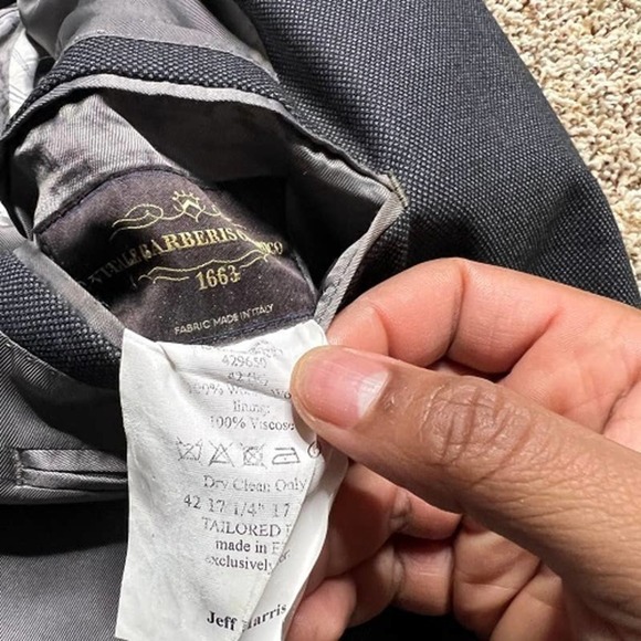J. Hilburn Vitale Barberis Canonico Wool Tailored Fit Blazer Gray Mens Size 42R - Picture 10 of 11